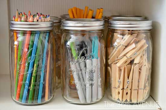 Mason-Jar-Office-Storage
