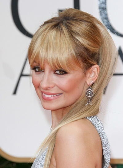 nicole-richie-straight-bangs-updo-chic-funky-party-blonde